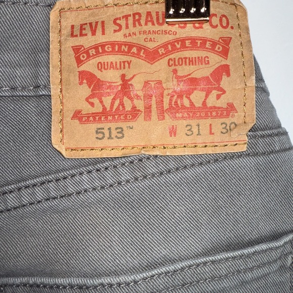 Levis 513 Jeans Mens 31x30 Gray Denim Stretch - Picture 4 of 8